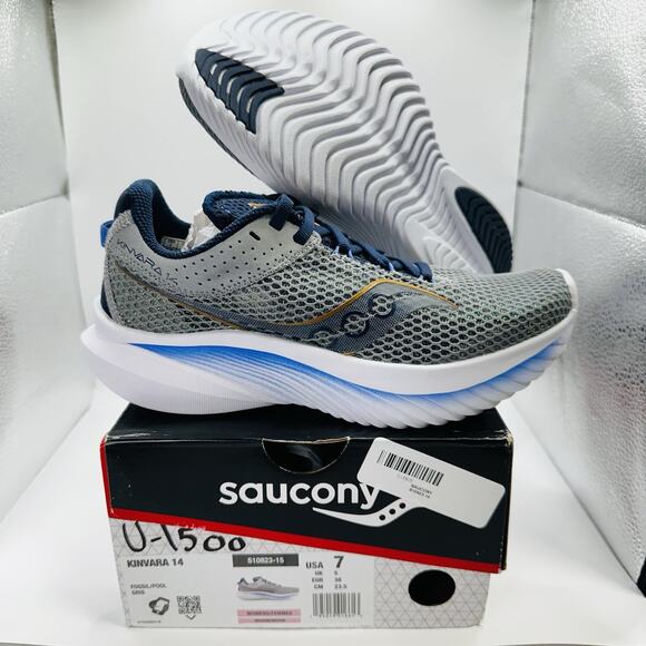 Saucony Kinvara 14 ‘Fossil/Pool’ Gray S10823-15 Women’s Running Shoes Size 7 - Picture 1 of 8